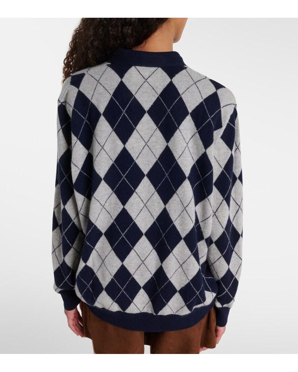 Lisa Yang Blue Raelyn Argyle Cashmere Cardigan