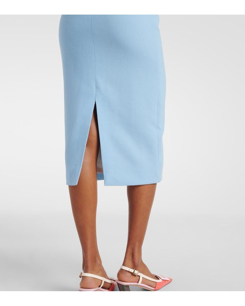 Emilia Wickstead Blue Valletta Wool Cocktail Dress