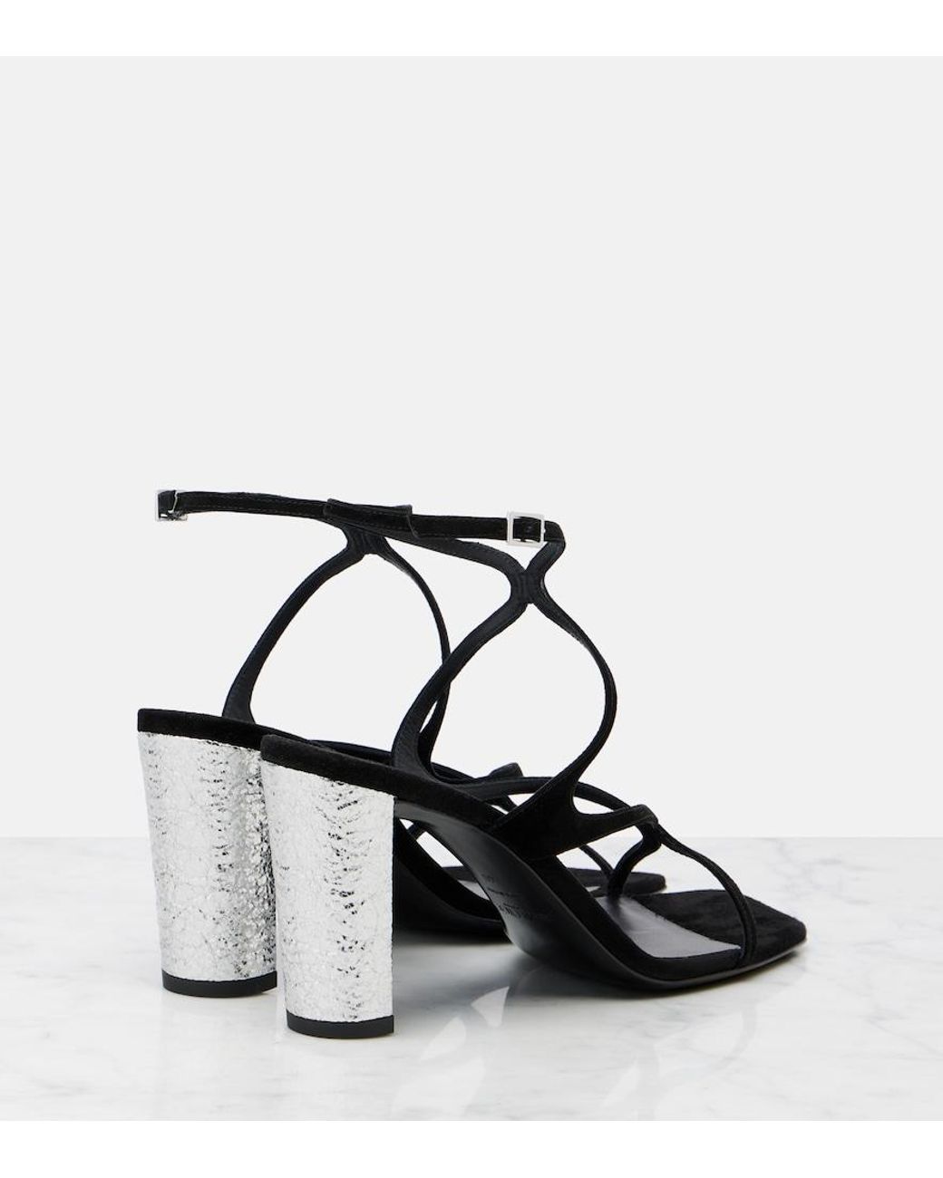 Jimmy Choo Black Azie 85 Embellished Suede Sandals