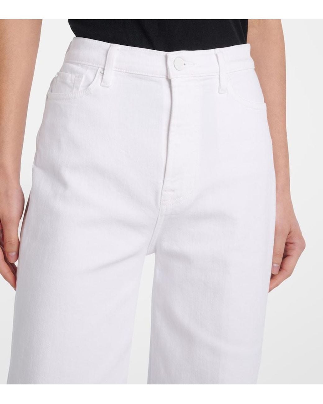 7 For All Mankind White Jo High-Rise Wide-Leg Jeans