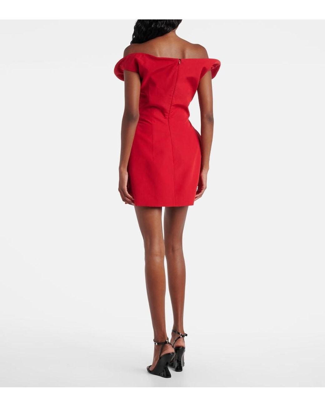Magda Butrym Red Asymmetric Cotton-Blend Minidress