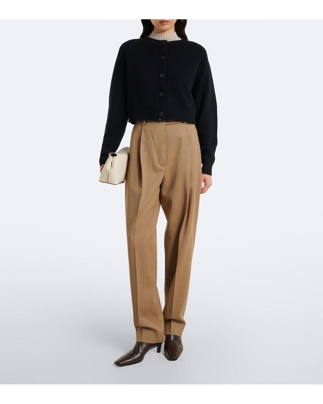 Loulou de Saison Black Heike Cropped Cashmere Cardigan
