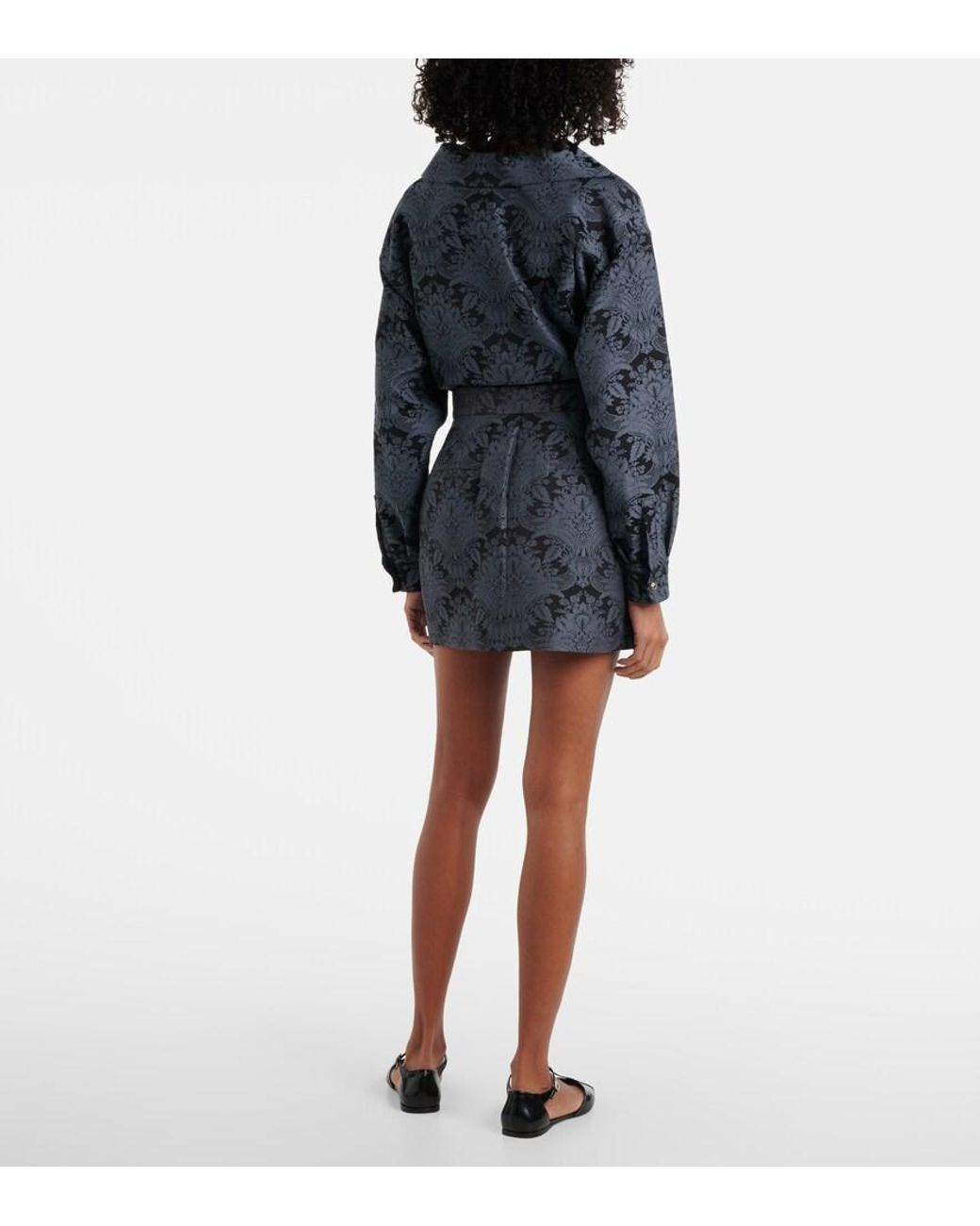 Max Mara Blue Pomezia Wool-Blend Jacquard Miniskirt