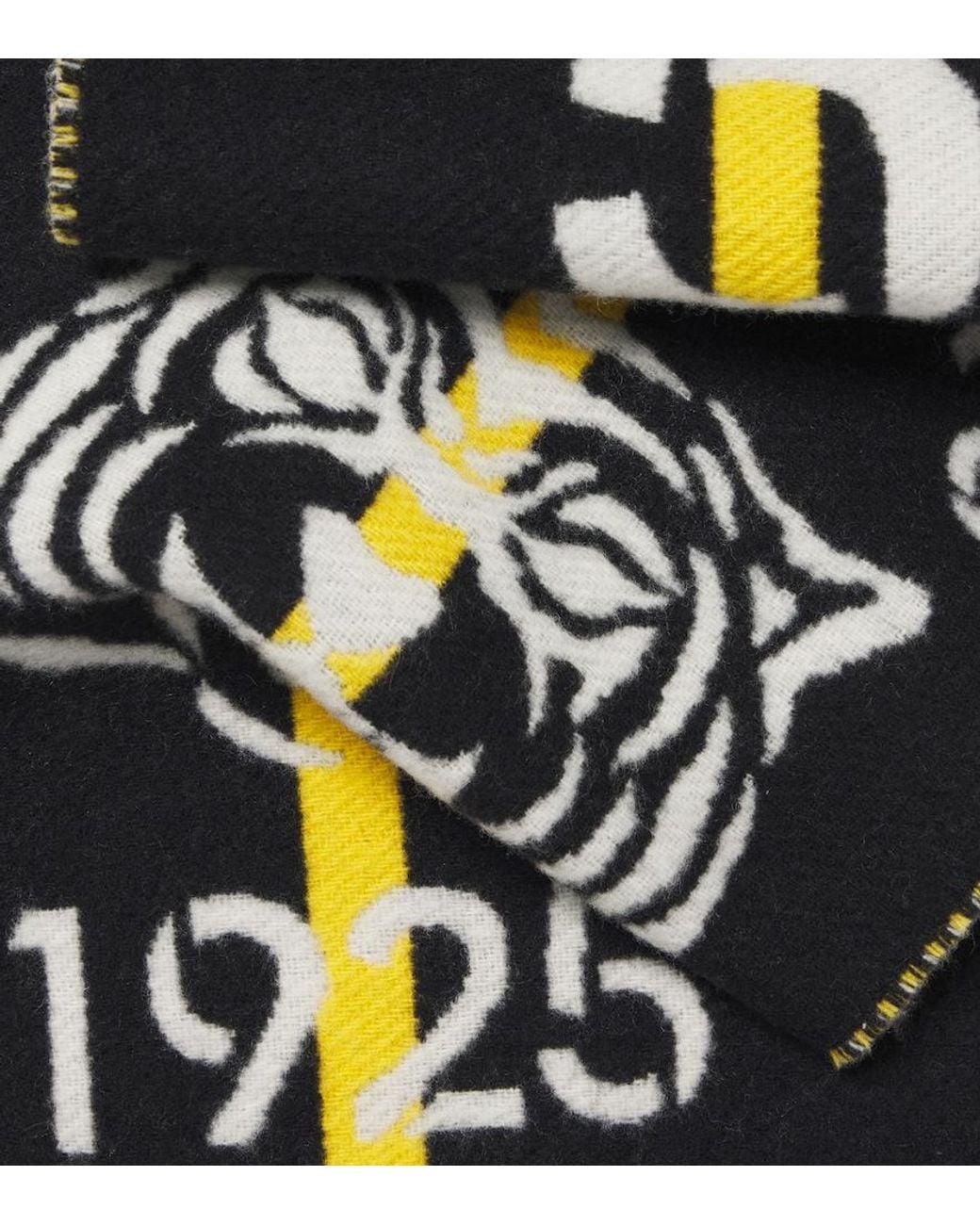Fendi Black Reversible Jacquard Wool And Cashmere Scarf