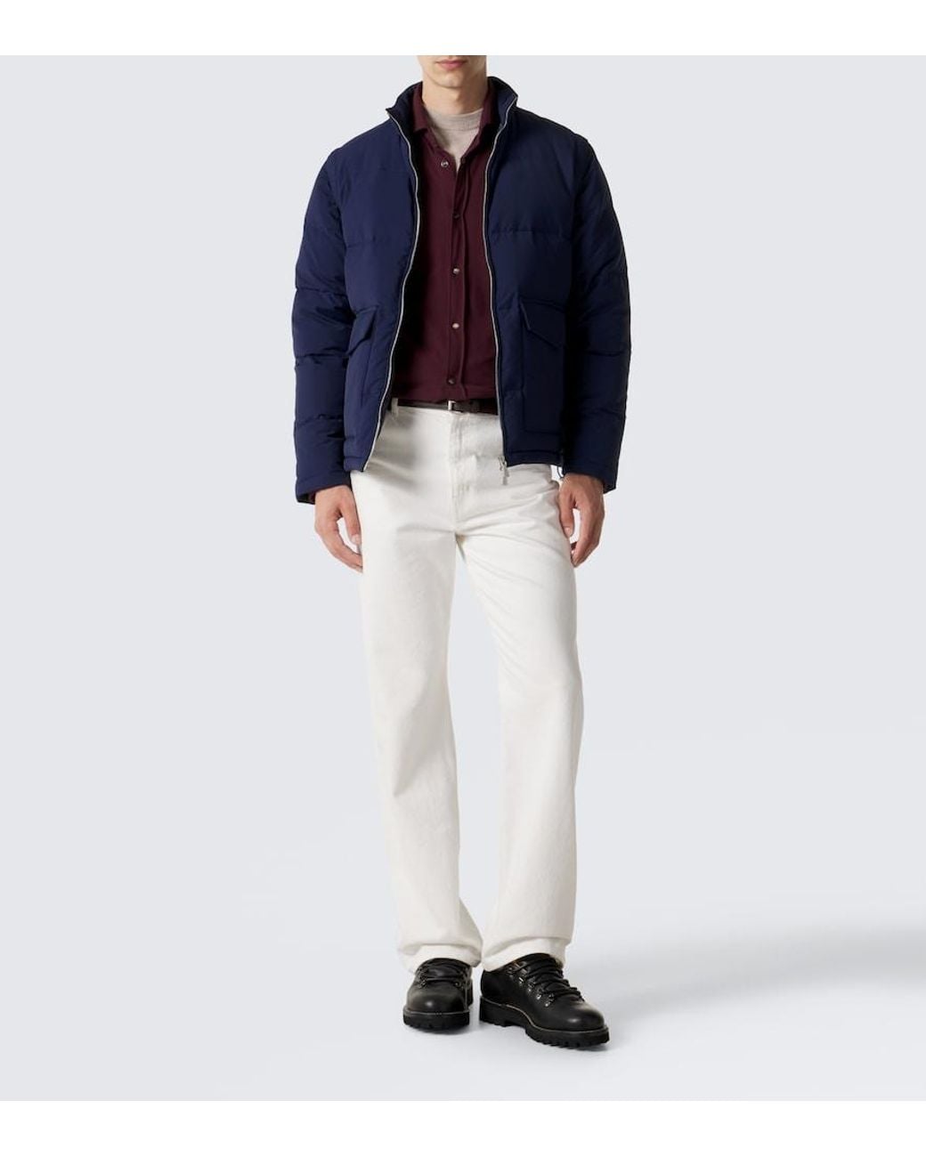 Eleventy Blue Wool-Blend Down Jacket for men