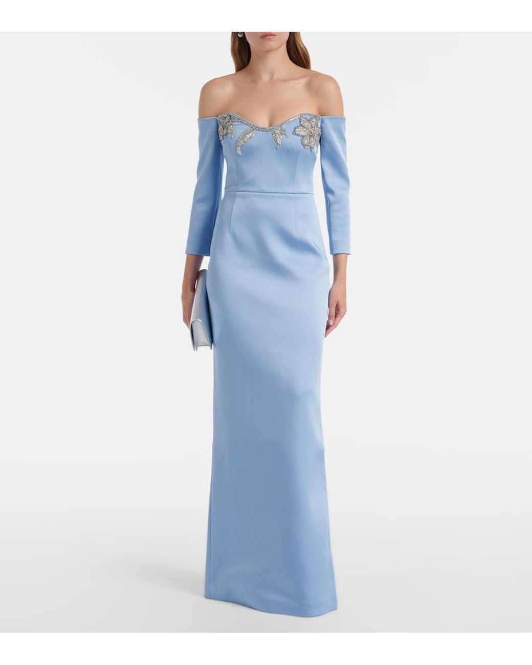 Rebecca Vallance Blue Kai Embellished Satin Bustier Gown