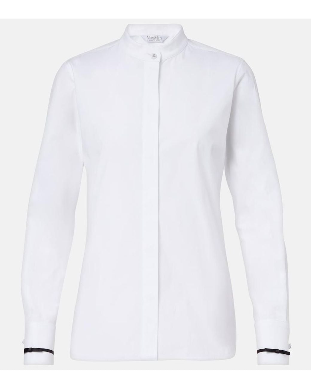 Max Mara White Otranto Cotton-Blend Poplin Shirt
