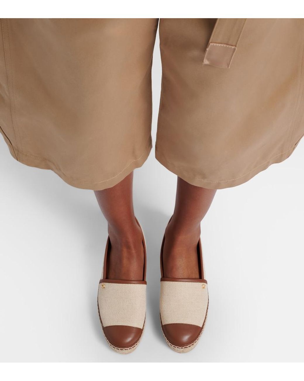 Gianvito Rossi Brown Leather-Trimmed Canvas Espadrilles