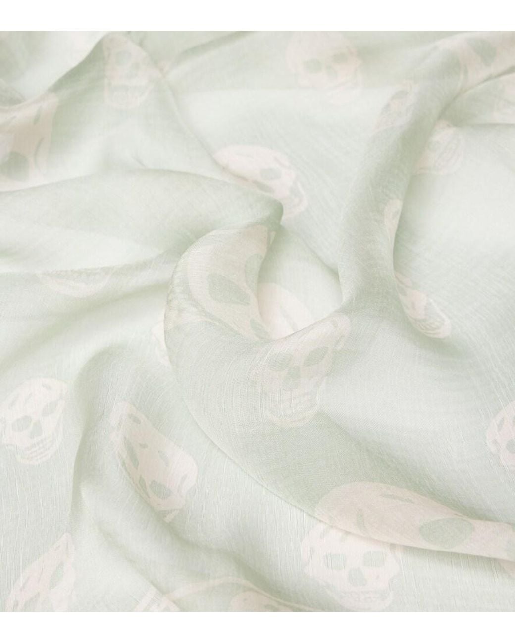 McQueen White Skull Silk Scarf