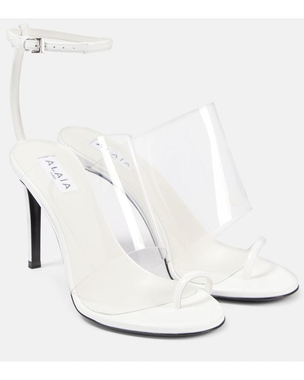 Alaïa White Asymmetric Patent-Leather And Pvc Sandals