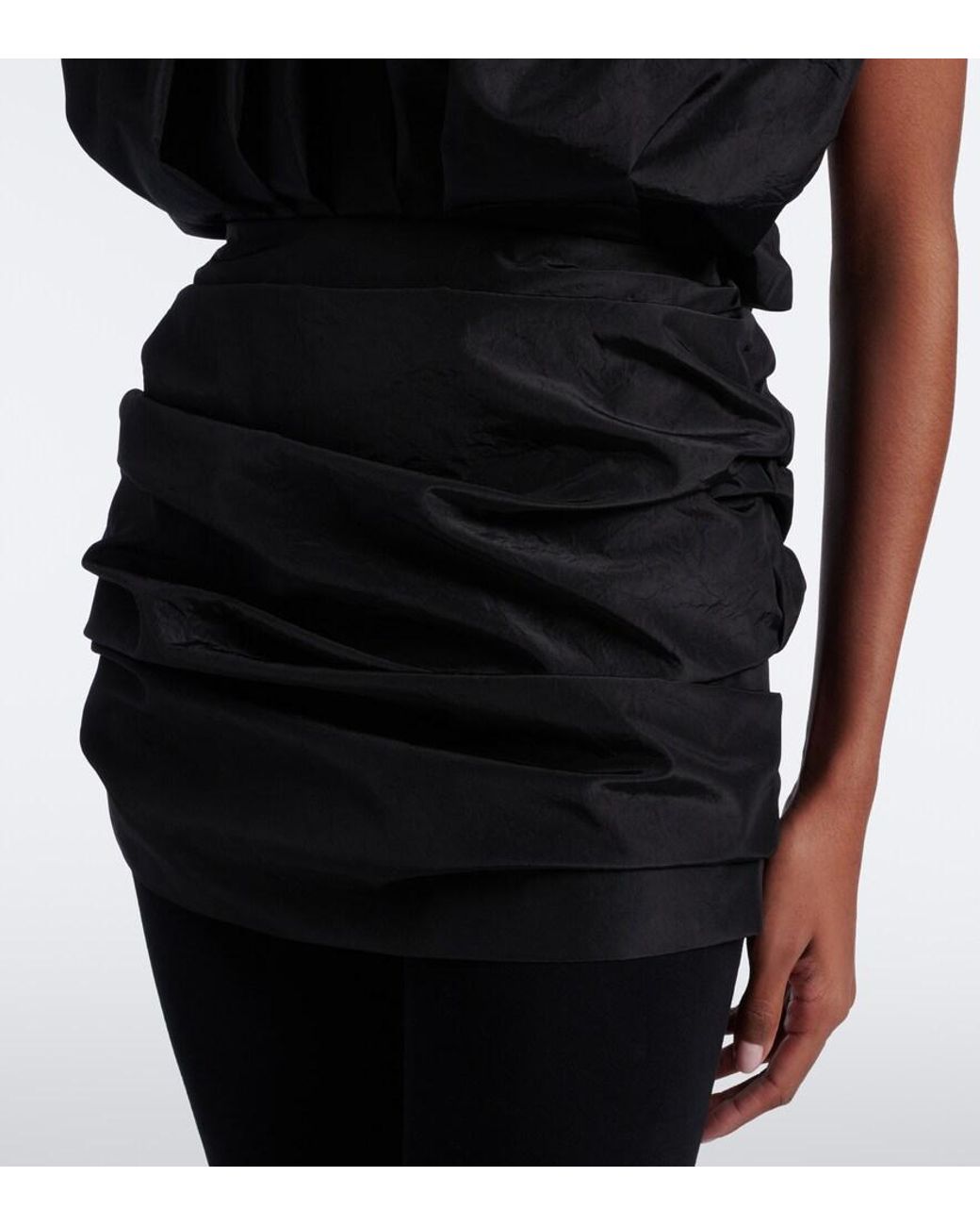 Magda Butrym Black Ruched Silk Bustier Dress