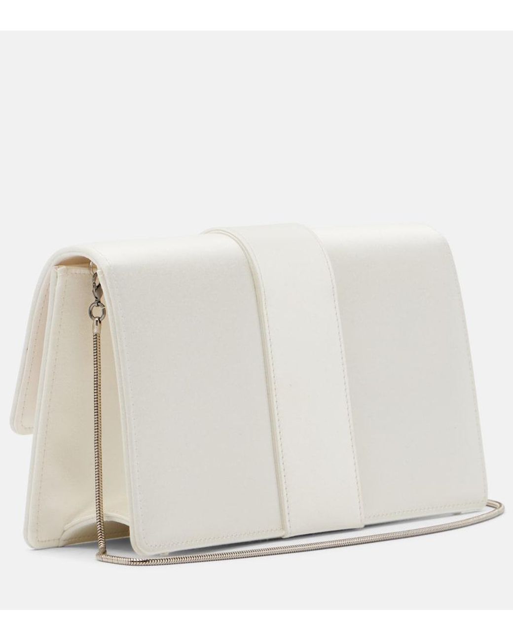 Manolo Blahnik Natural Maycapjou Embellished Satin Clutch