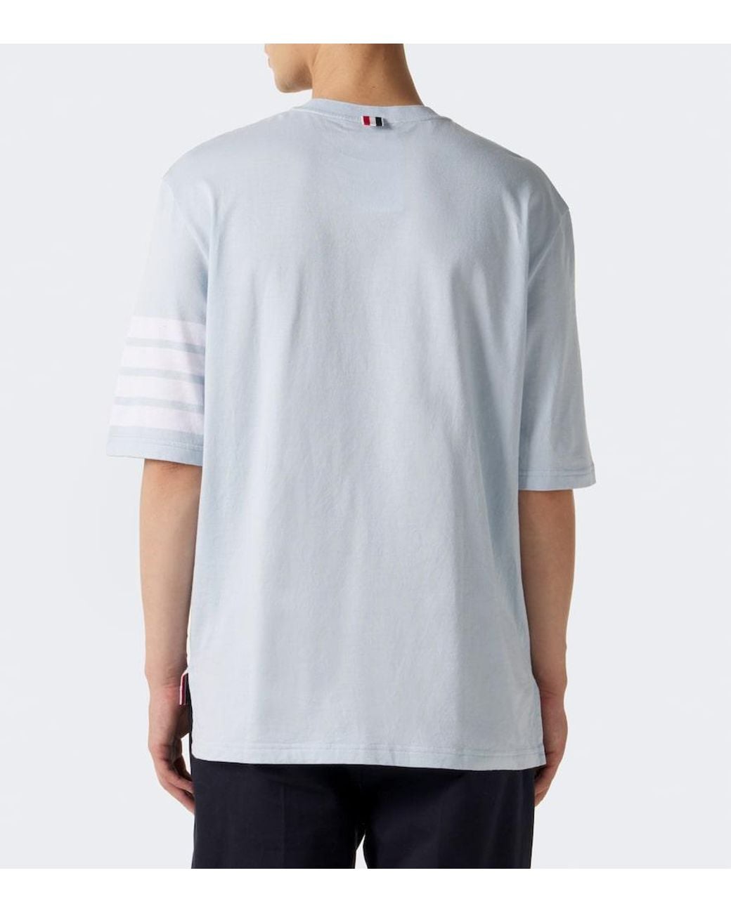 Thom Browne Blue 4-Bar Cotton Jersey T-Shirt for men