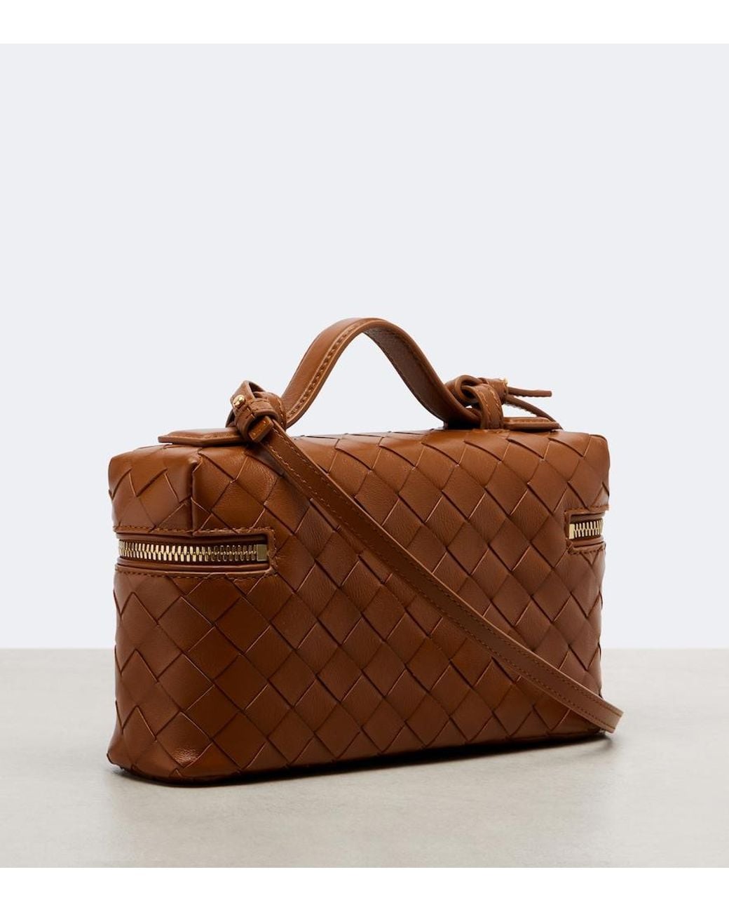 Bottega Veneta Brown Bang Bang Intrecciato Leather Vanity Bag