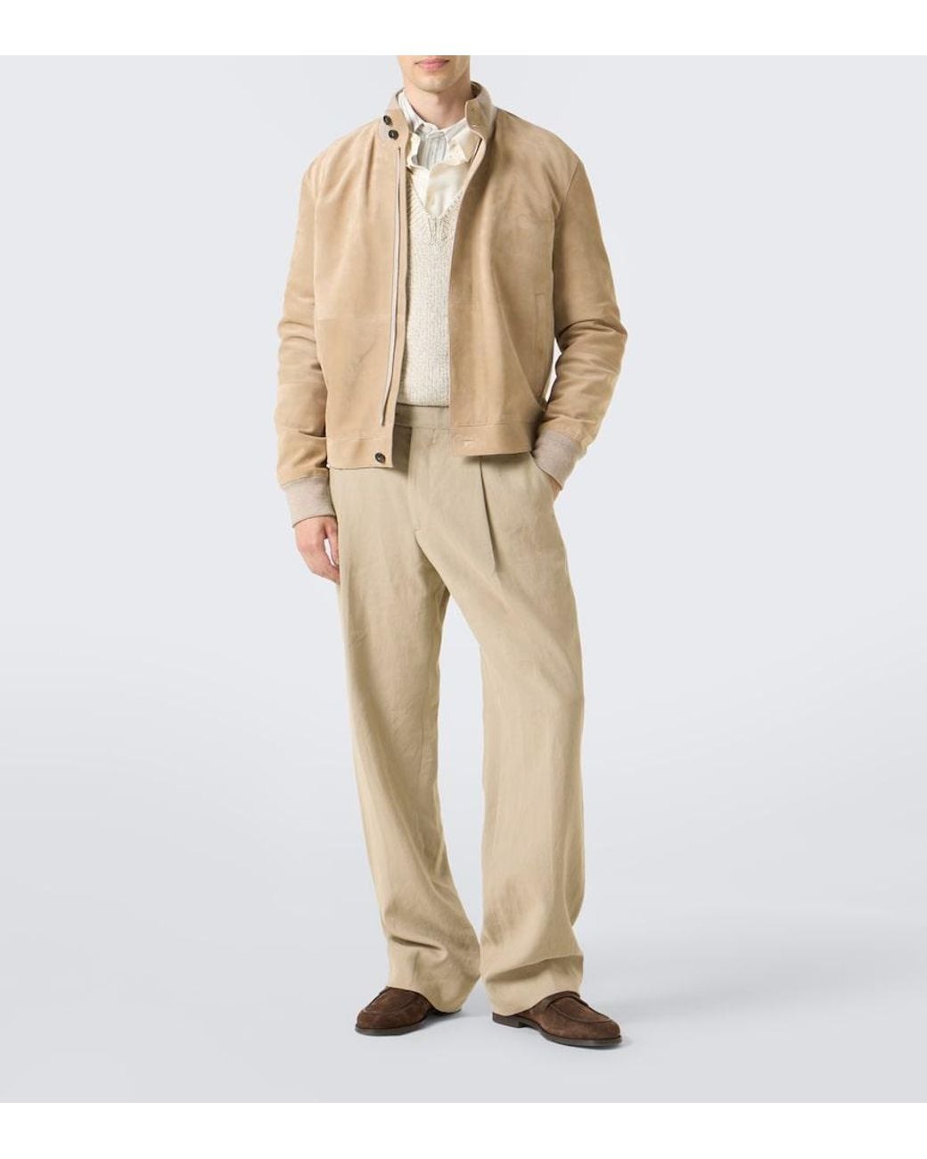 Zegna Brown Suede Loafers for men