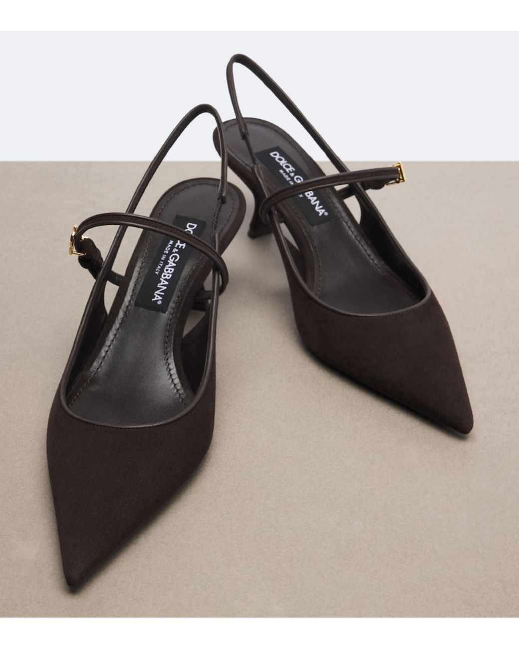 Dolce & Gabbana Black Dg Suede Slingback Pumps