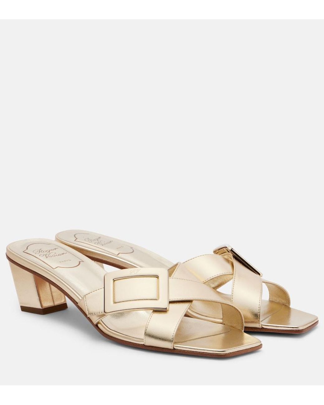 Roger Vivier Natural Metallic Leather Sandals