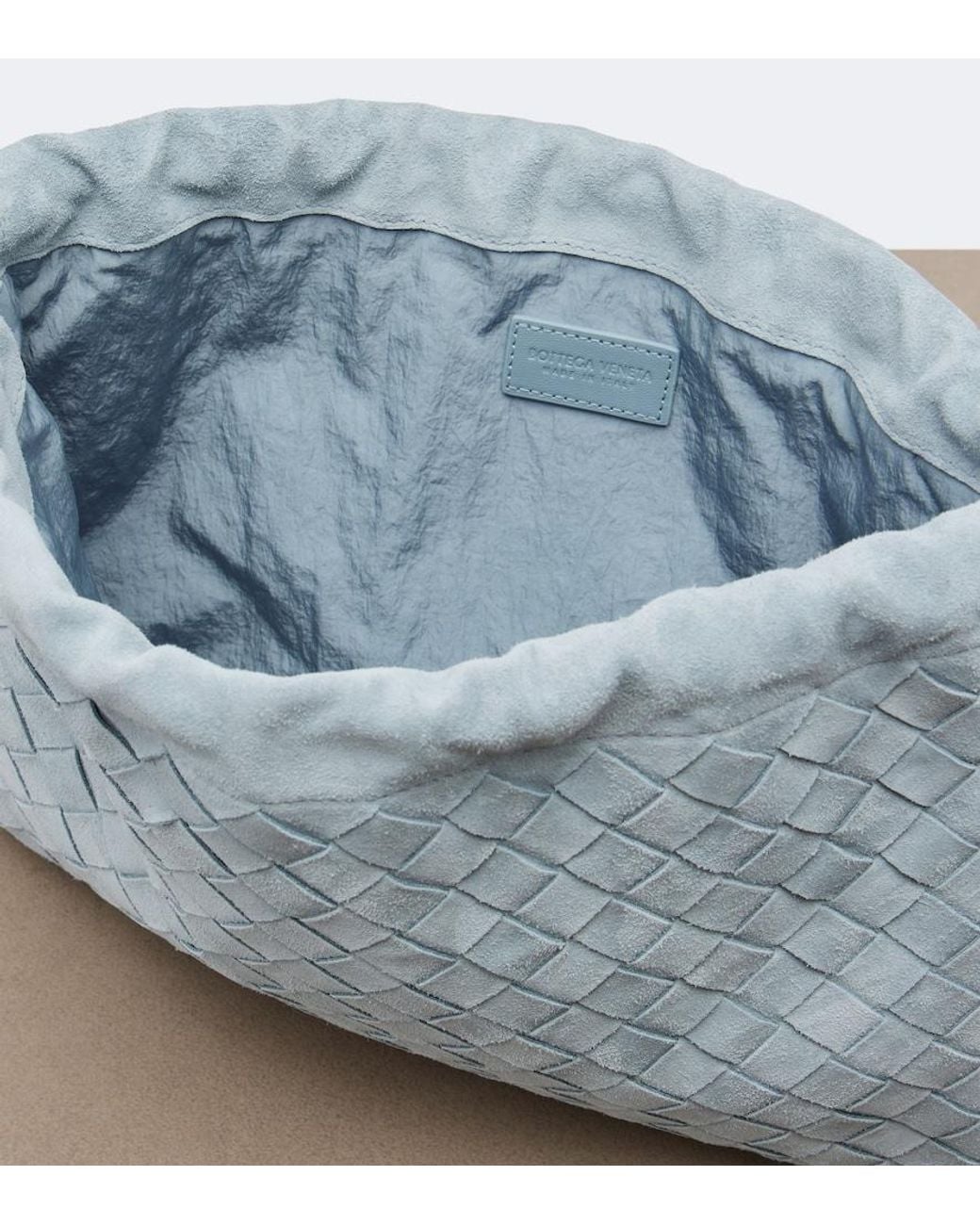 Bottega Veneta Blue Dustbag Intrecciato Small Suede Pouch