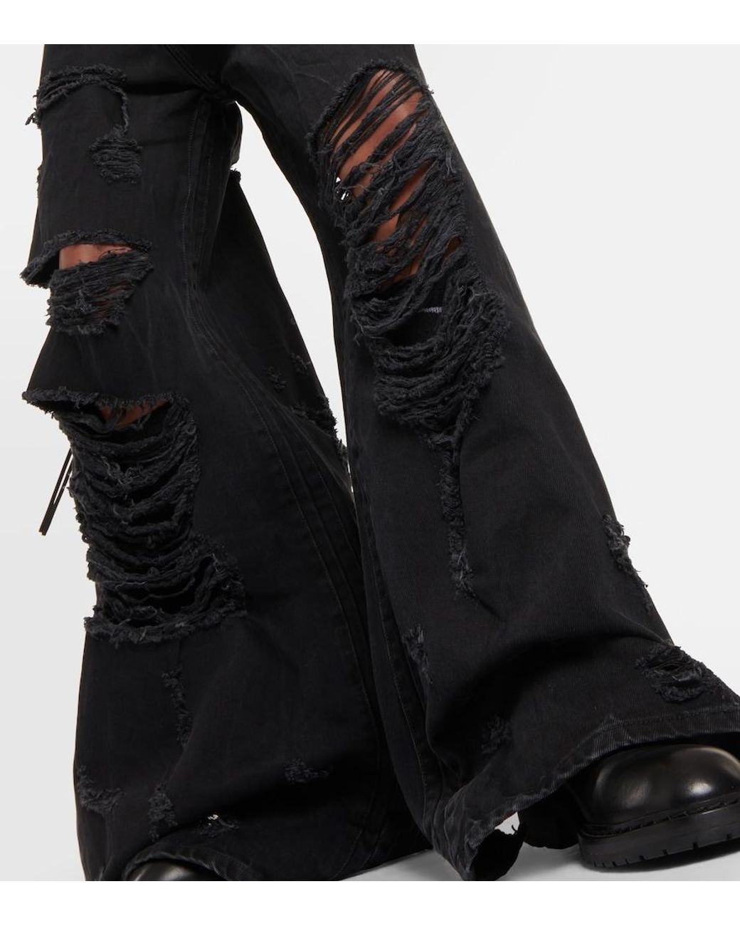 Jean Wide Distressed Vetements en coloris Black