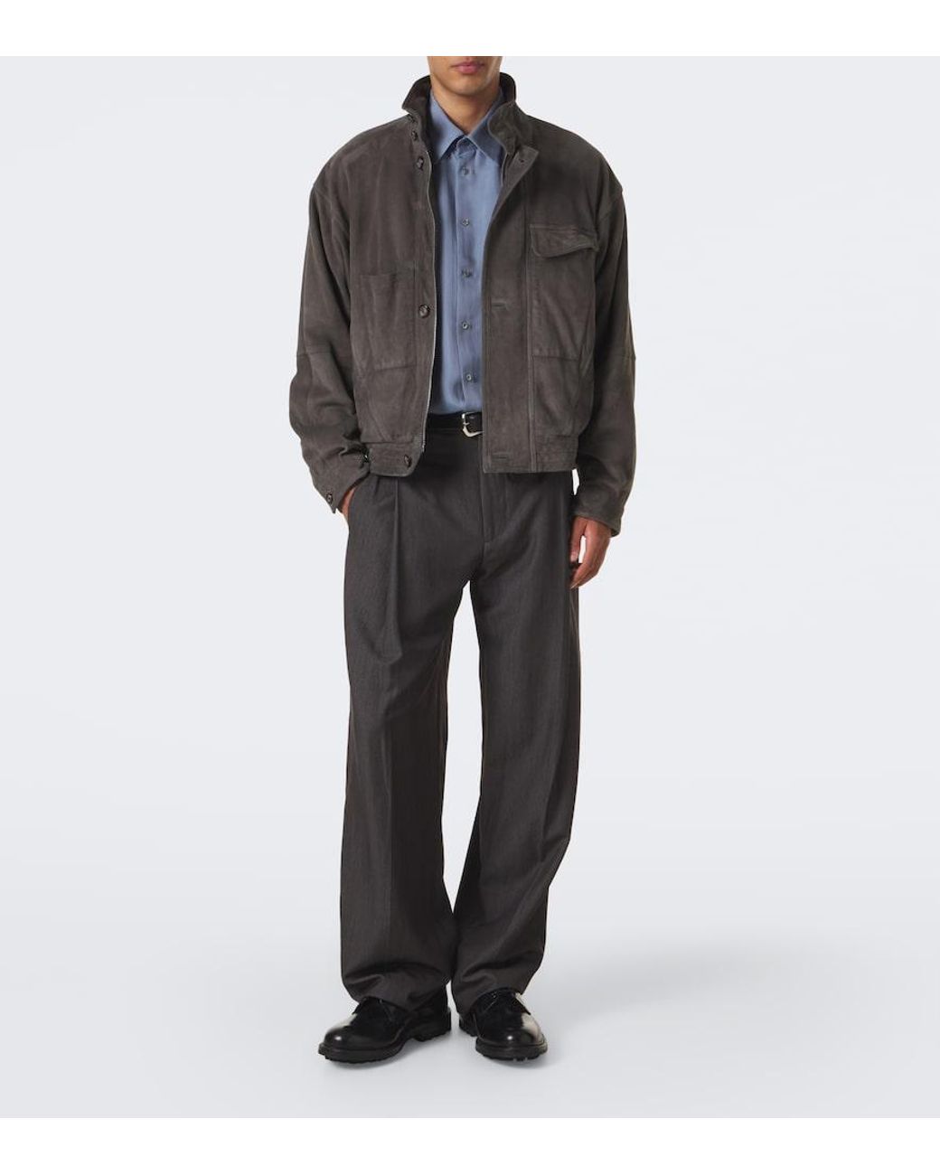 Giorgio Armani Blue Chevron Silk Jacquard Shirt for men
