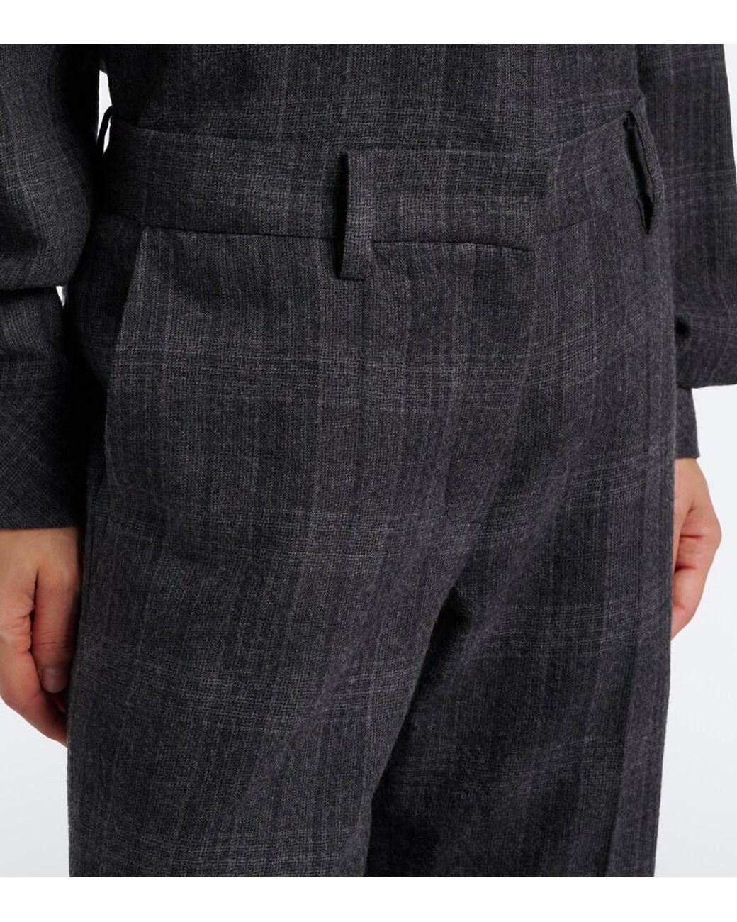 Magda Butrym Blue Plaid Virgin Wool Wide-Leg Pants