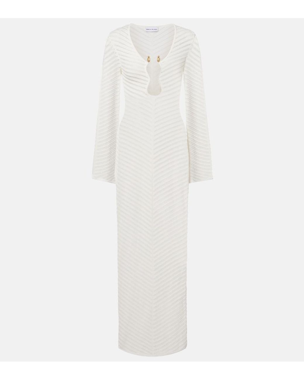 Rebecca Vallance White Cassis Chevron Knitted Maxi Dress