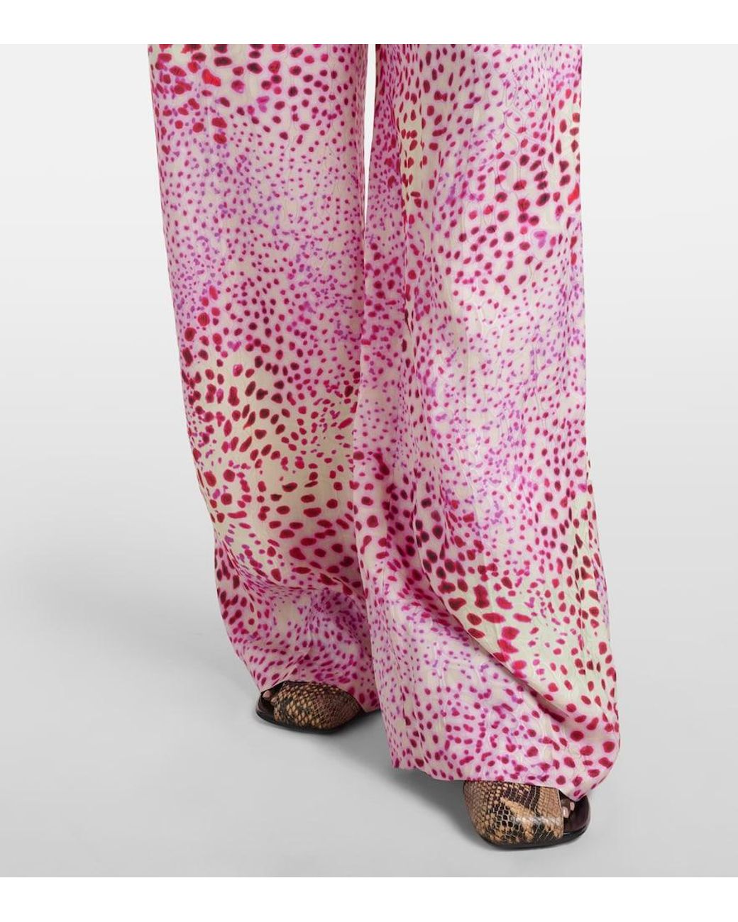 Dries Van Noten Pink Jacquard Wide-Leg Pants