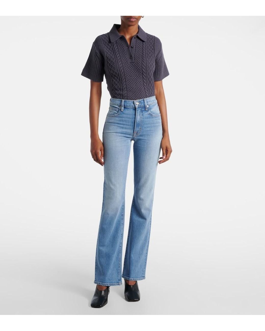 SLVRLAKE Denim Blue Anita High-Rise Bootcut Jeans