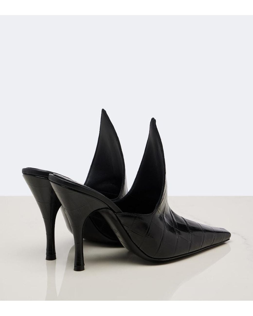 Alaïa Black Croc-Effect Leather Mules