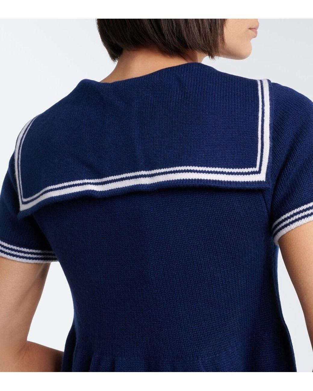 ShuShu/Tong Blue Bow-Detail Knitted Wool Minidress