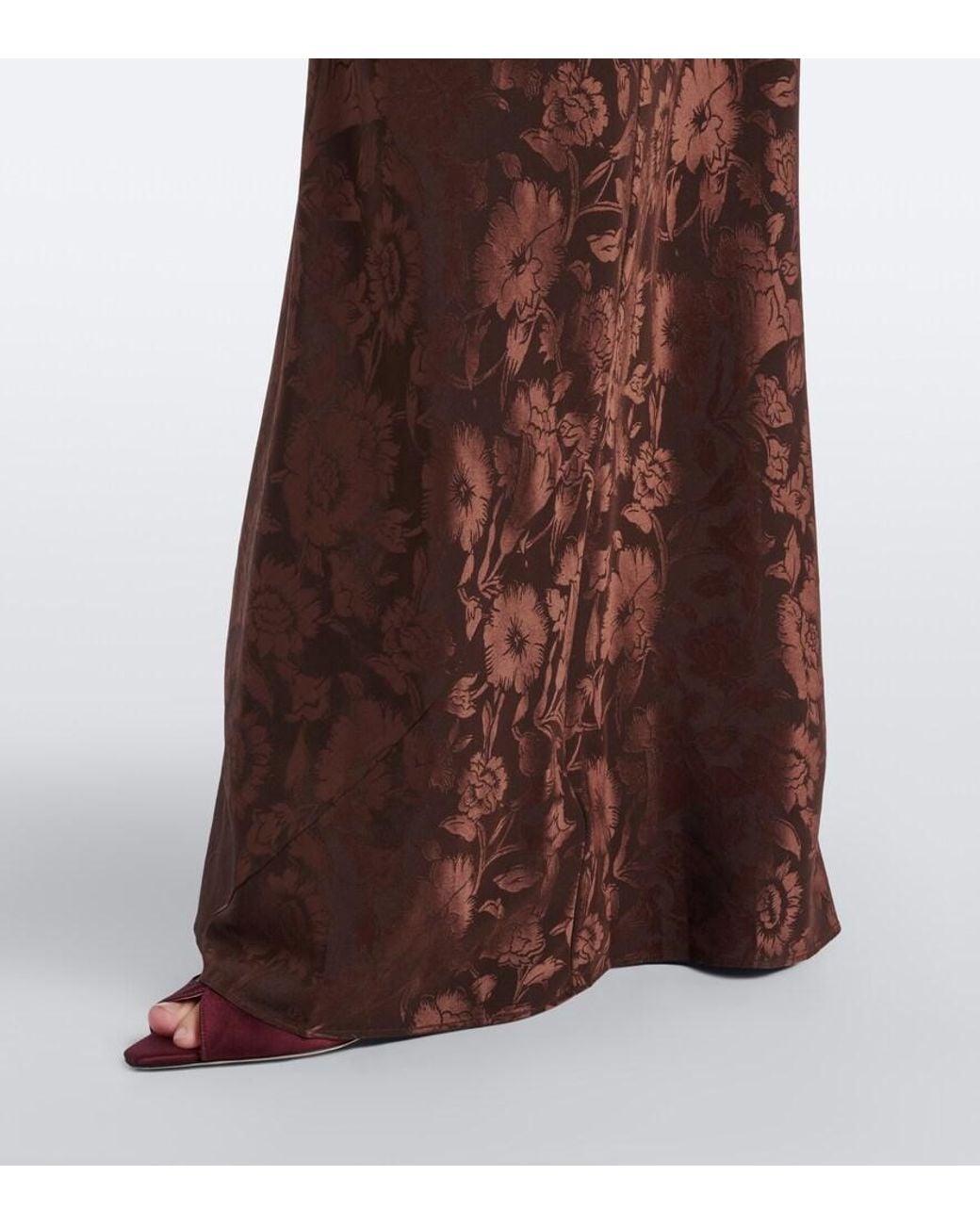 Veronica Beard Brown Rue Floral Jacquard Silk-Blend Gown