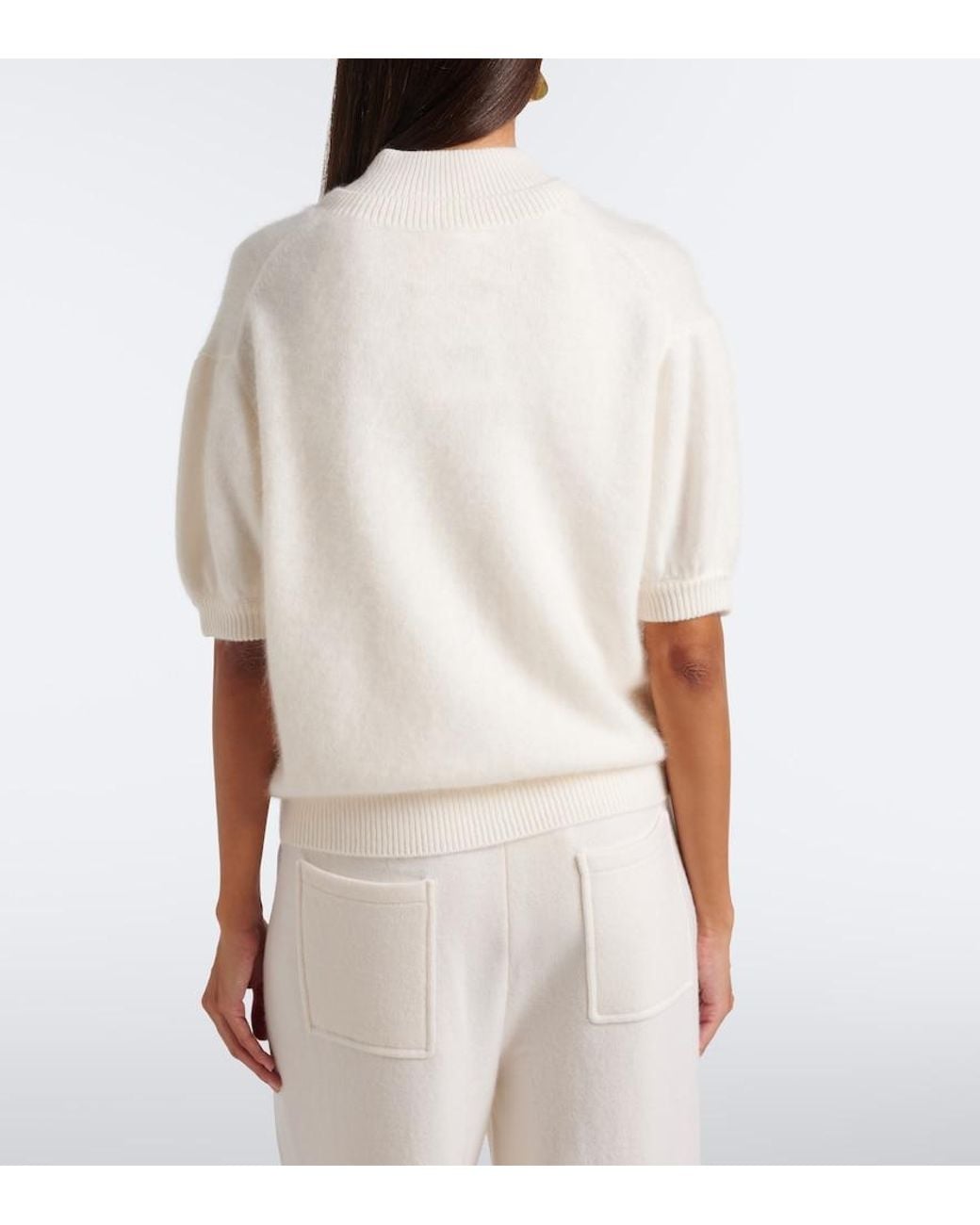Lisa Yang White Lucianne Brushed Cashmere Cardigan