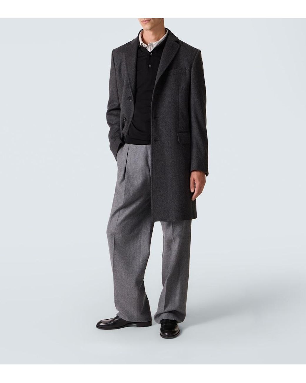 Zegna Black Wool And Cashmere-Blend Coat for men