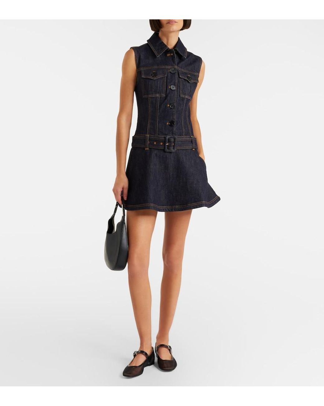Self-Portrait Black Belted Denim Minidress