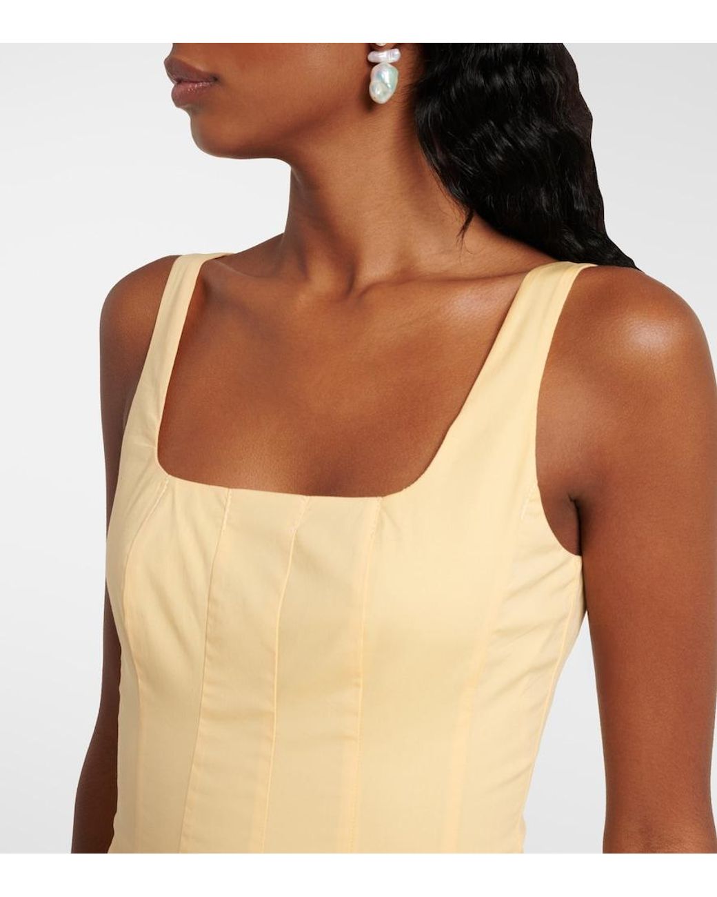 Staud Yellow Romy Gathered Cotton Minidress