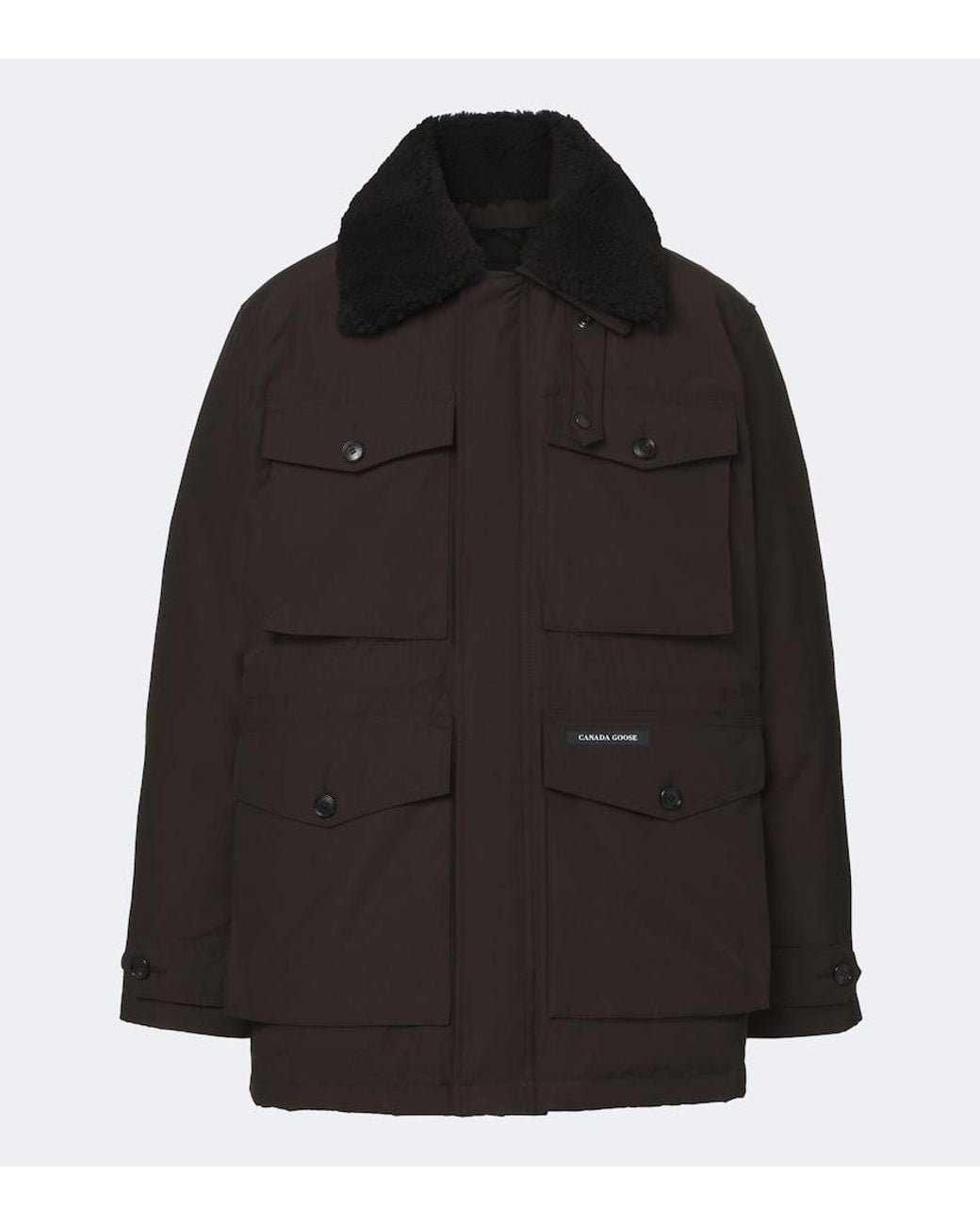 Canada Goose Black Scout Shearling-Trimmed Down Coat for men