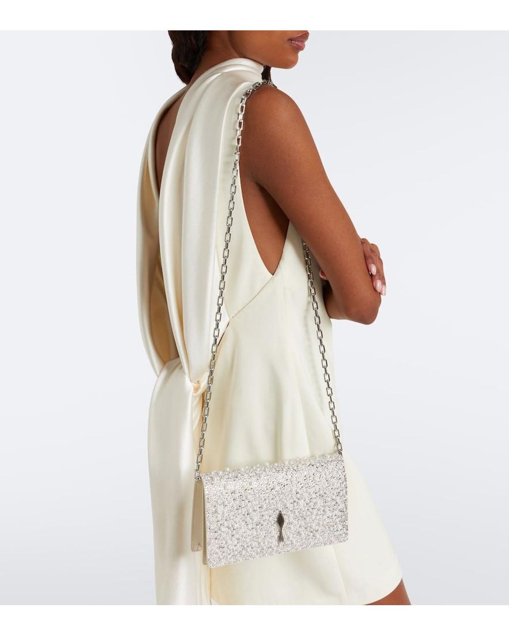 Christian Louboutin Metallic Bettina Embellished Leather Clutch