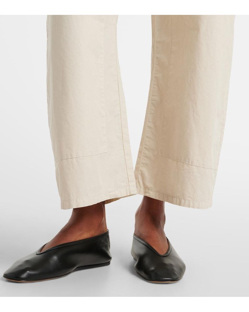 Leset Natural Kyoto Cropped Cotton Wide-Leg Pants