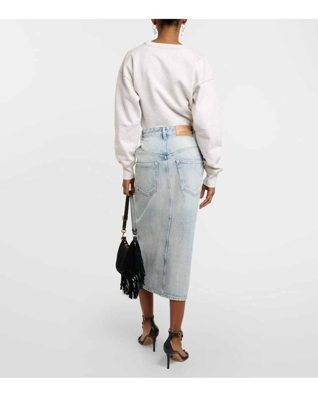 Isabel Marant Gray Vandy Denim Midi Skirt