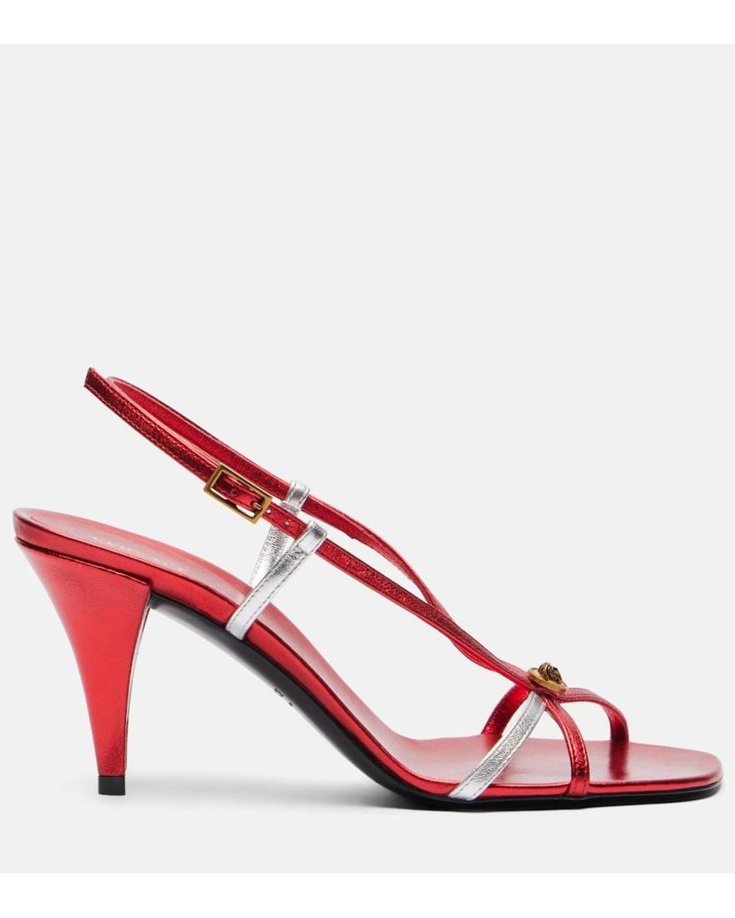 Versace Red Valentina Leather Slingback Sandals