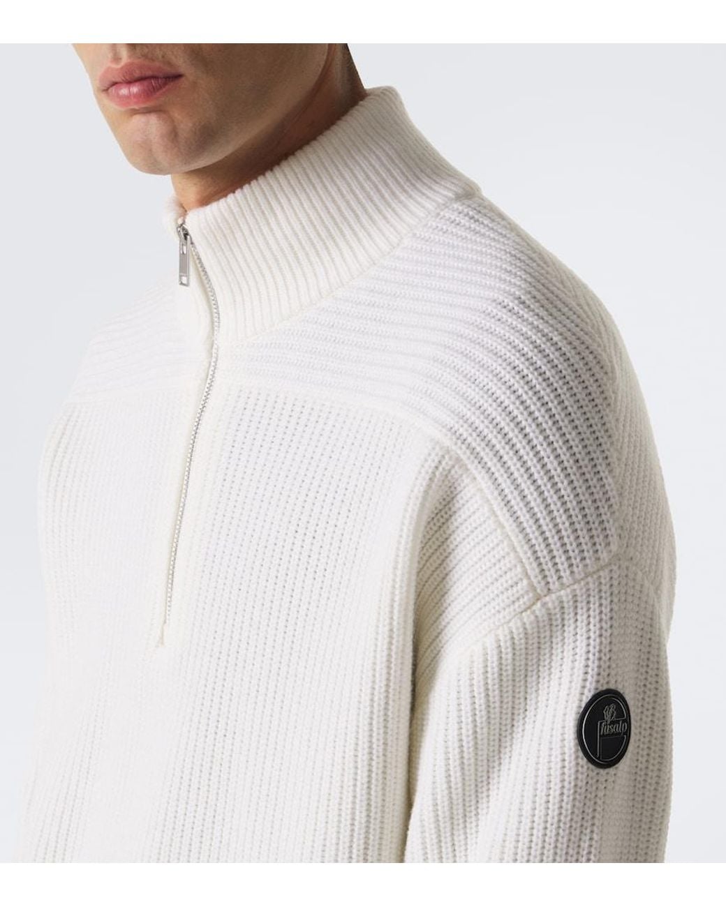 Fusalp White Hesyo Wool And Cashmere Half-Zip Sweater for men