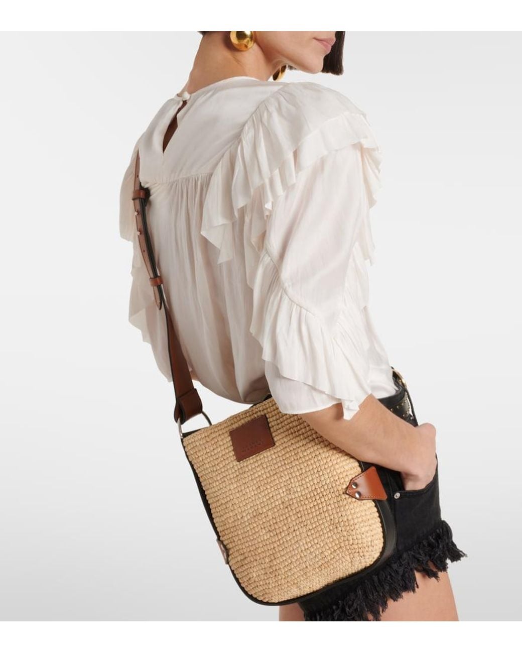 Isabel Marant Natural Bayia Mini Raffia Shoulder Bag