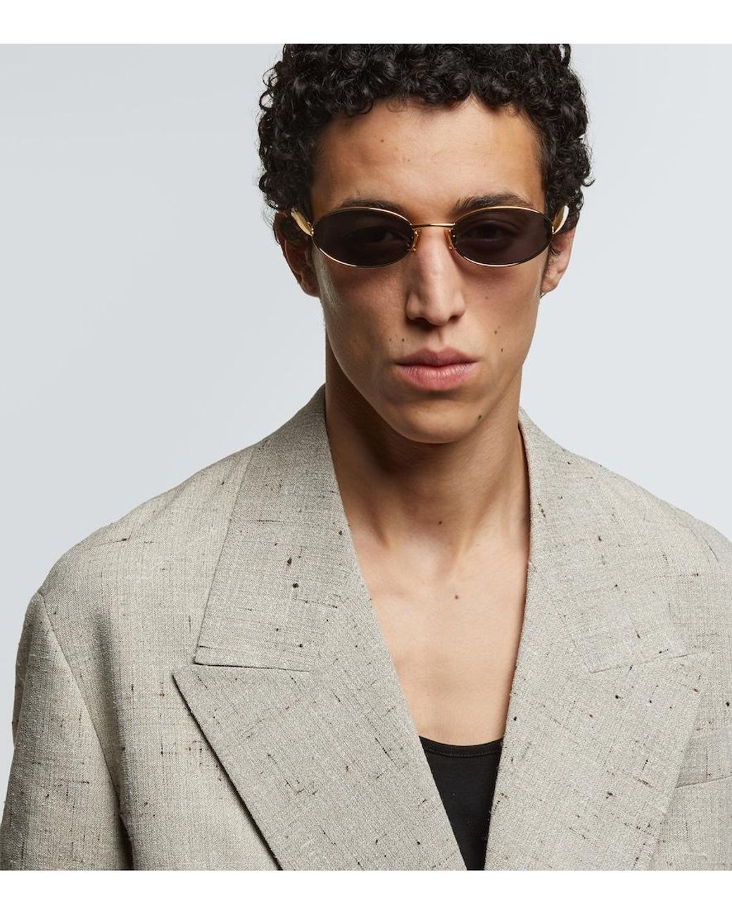 Bottega Veneta Brown Sardine Oval Sunglasses for men