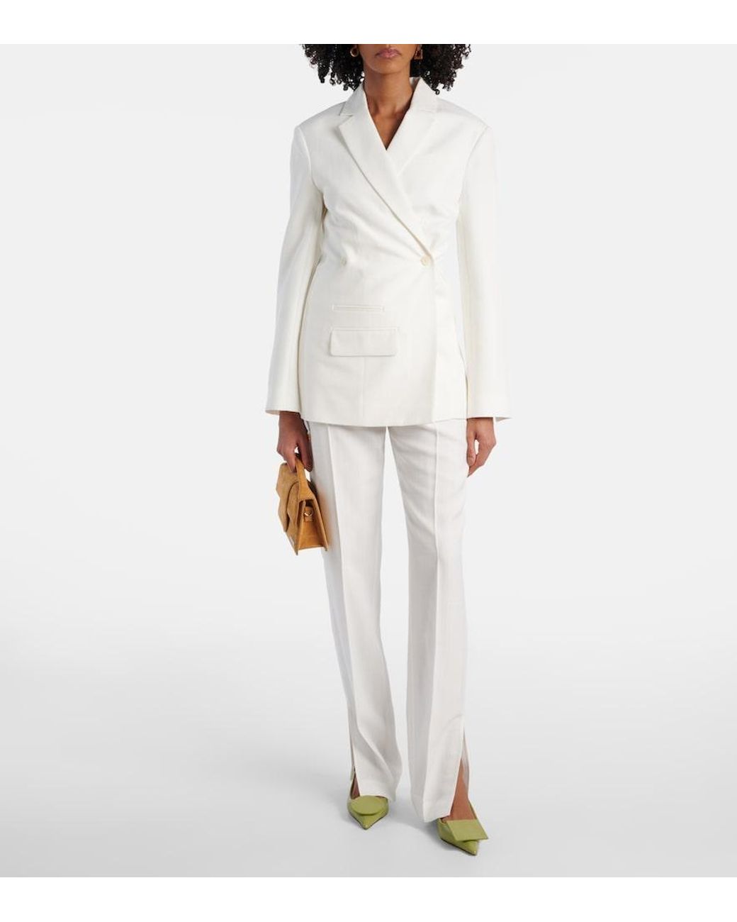 Jacquemus White Tibau High-Rise Canvas Slim Pants