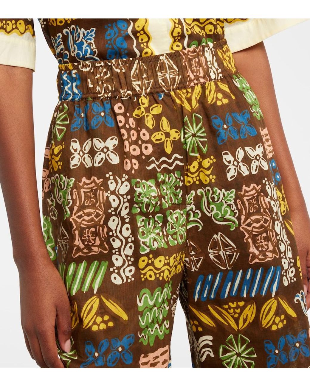 ALÉMAIS Green Minnie Printed Cotton Wide-Leg Pants
