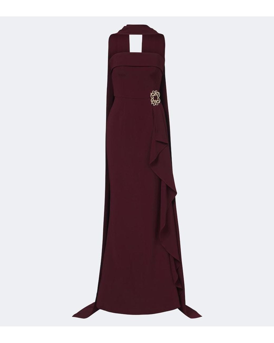 Elie Saab Purple Scarf-Detail Embellished Draped Cady Gown