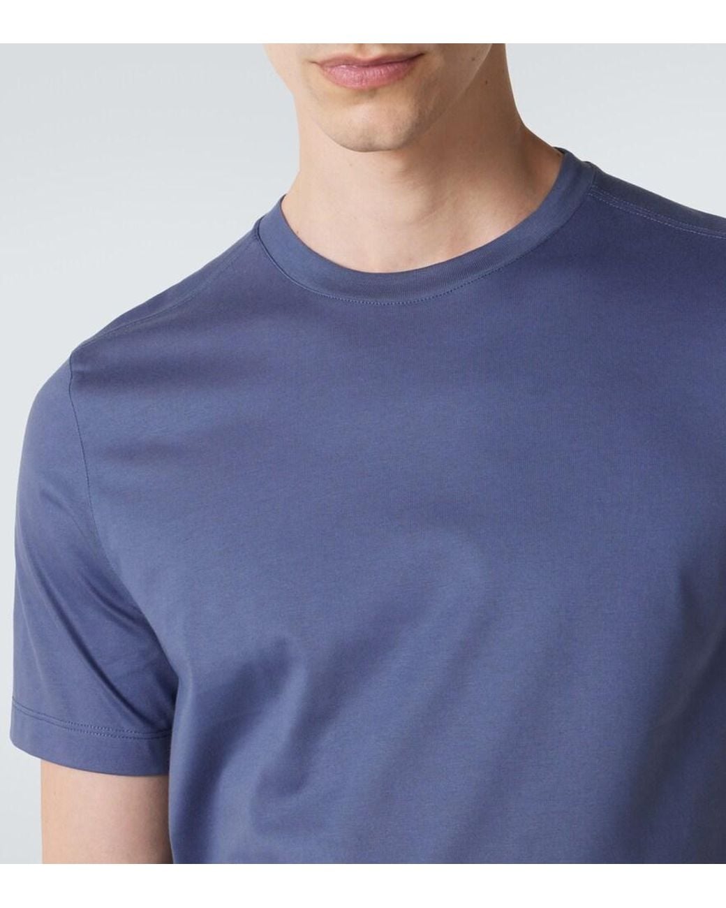 Zegna Blue Cotton Jersey T-Shirt for men