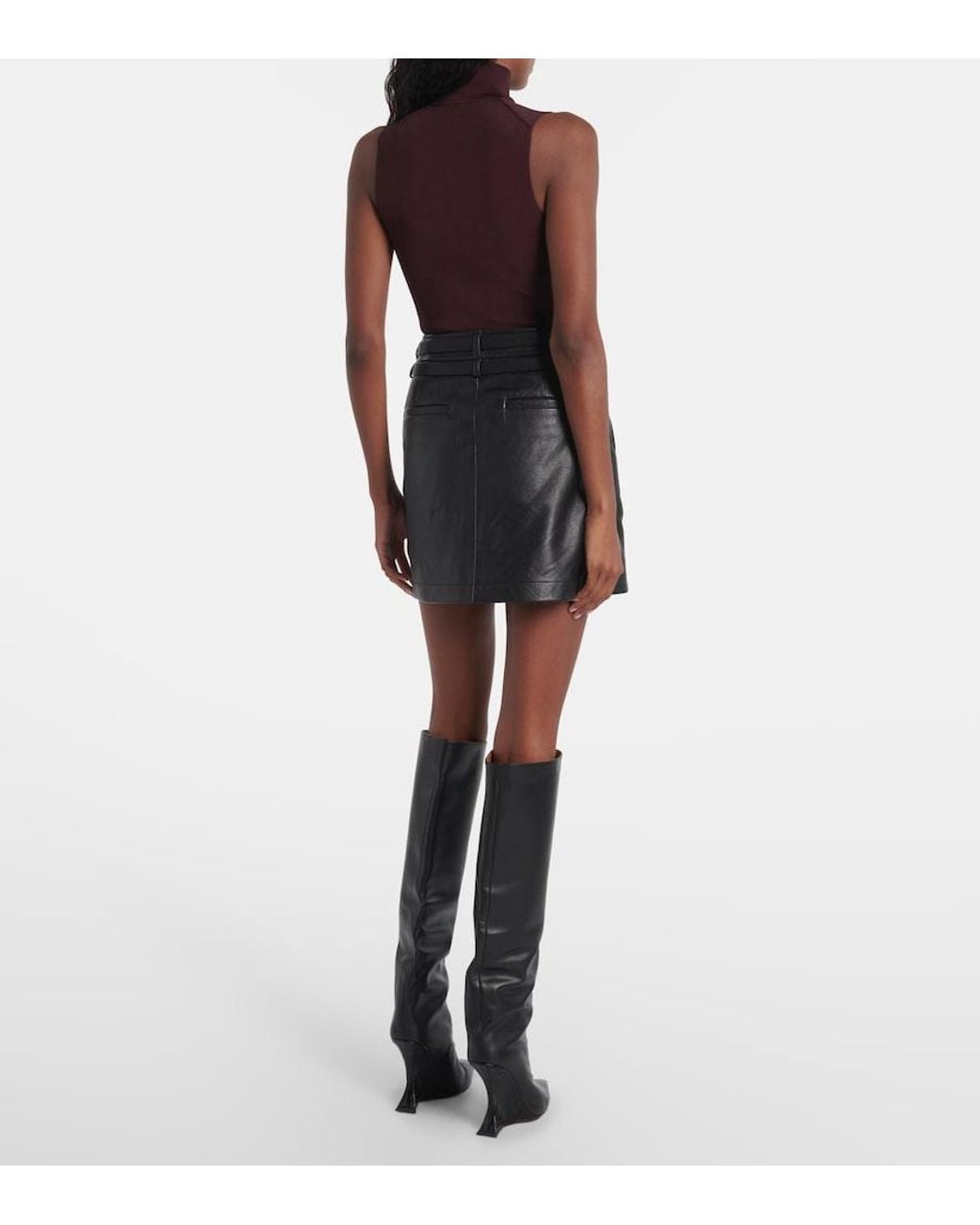 Sportmax Black Patto Leather Miniskirt