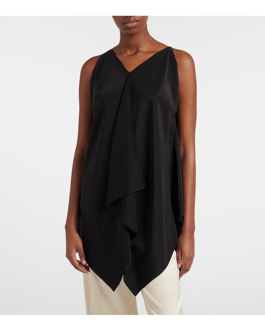 The Row Black Semir Silk Satin Top
