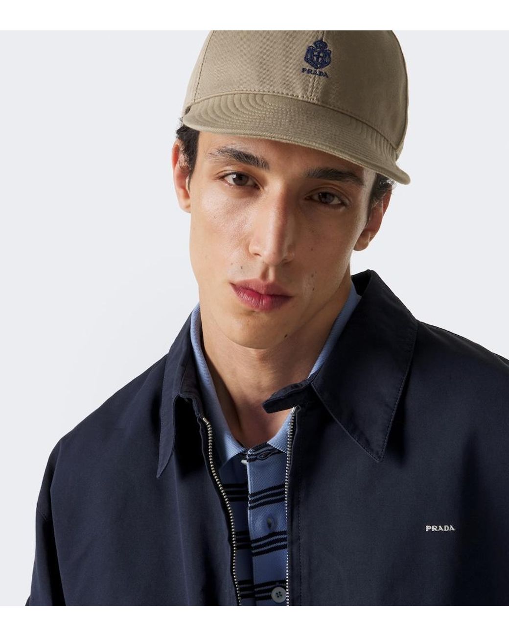 Prada Natural Logo Canvas Baseball Cap for men